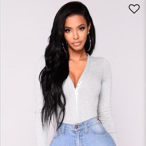 Grey long sleeve bodysuit